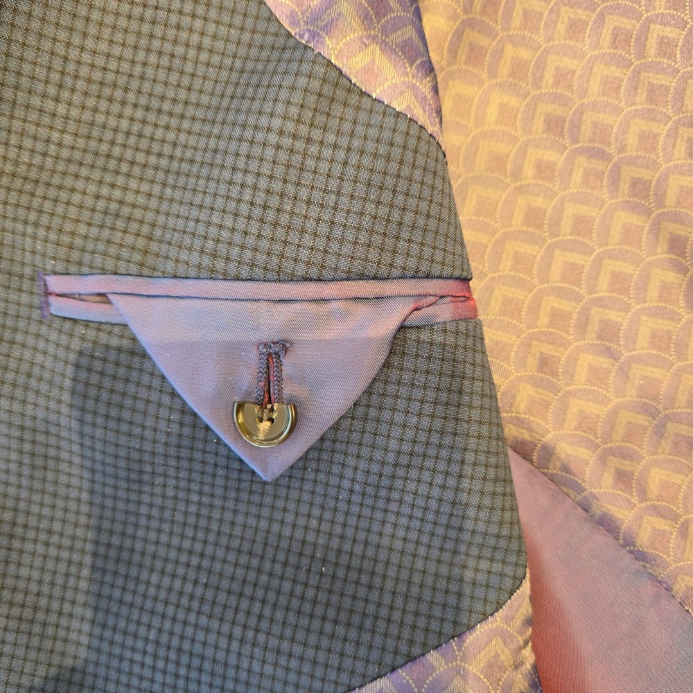 Ted Baker London Joey C Mens 40 Blue Micro Check Wool Blazer Jacket Sport Coat - Picture 5 of 7